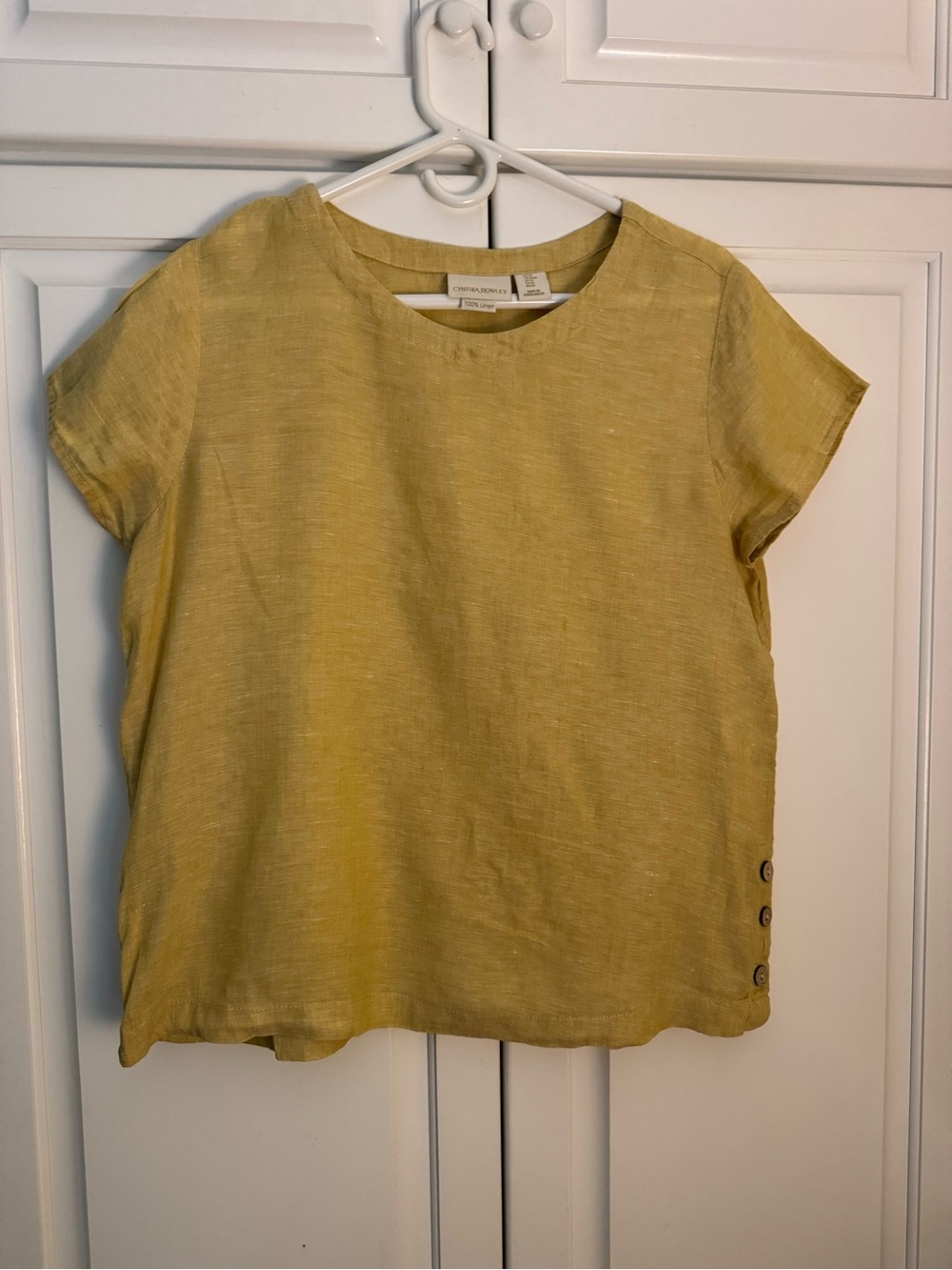 Cynthia Rowley Sunlit Yellow Linen Crew Neck Top